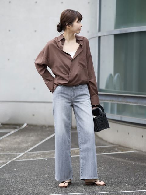 美品 RED CARD×マルティニーク35周年グレー ワイドレッグデニムパンツ 別注》【RED CARD TOKYO/レッドカードトーキョー】35th Anniversary