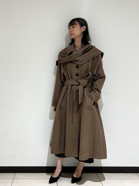 はな87　ローズティアラ♪ブラック♪ロングコート♪パール♪新品♪完売 XS-Lサイズあり【DEA./ディア】ショルダーリボン/ フレア