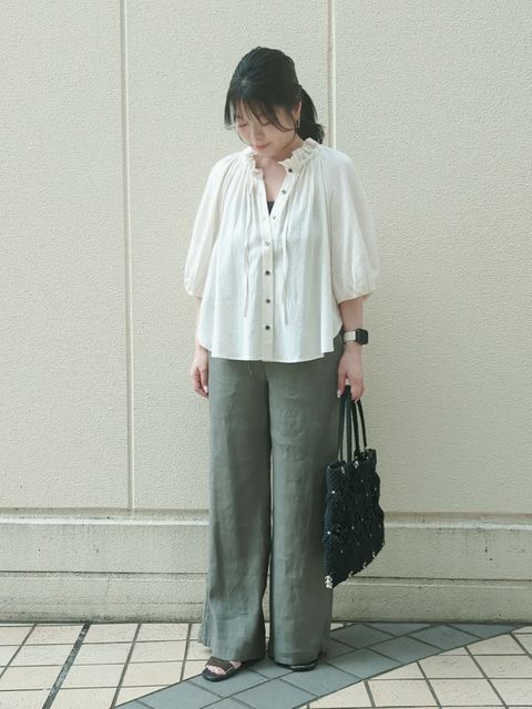 LOURMARIN/ルールマラン】リネンストレッチイージーワイドパンツ