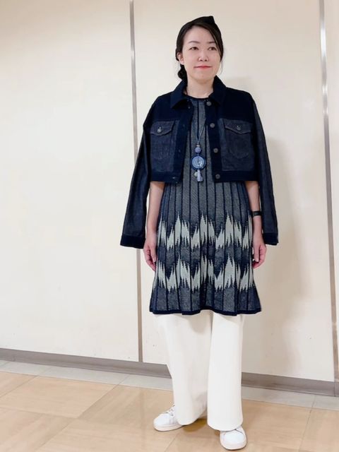 SALE】レーヨンストレッチ裾ギザギザボーダーチュニック（WOMEN
