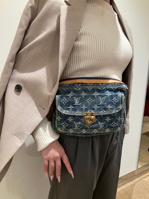 ルイ ヴィトン モノグラムデニム バムバッグ ブルー M95347 デニム