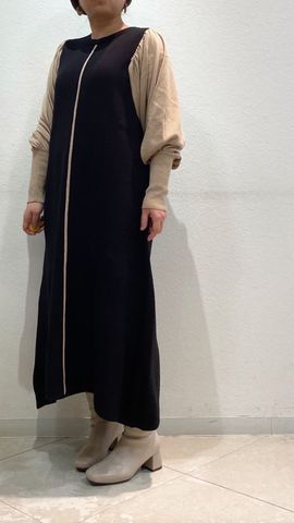 フェンネル FENNEL ノースリーブ配色ニットワンピース