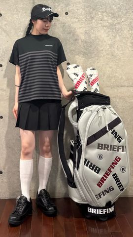 ブリーフィング　ストライプ ポロシャツ レディース　ボーダー　ブラック　ホワイト WOMEN'S SHADOW STRIPE POLO （リラックスフィット）（ウイメンズ