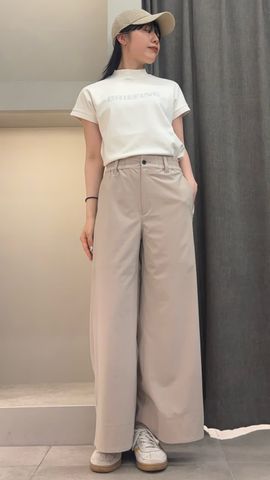 WOMEN'S STRETCH HIGH WAIST WIDE CROPPED PANTS（ウィメンズ