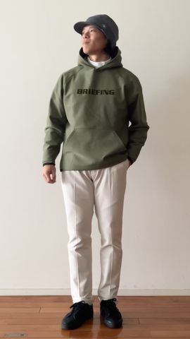 新品　BRIEFING MEN’S LOGO HOODIE オリーブL MEN'S LOGO HOODIE（メンズ ロゴフーディー（スウェット）（パーカー