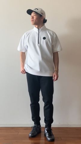 CE MEN'S MESH HALFZIP SHIRT （リラックスフィット）（カッティング