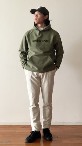 新品　BRIEFING MEN’S LOGO HOODIE オリーブM MEN'S LOGO HOODIE（メンズ ロゴフーディー（スウェット）（パーカー