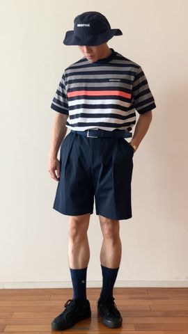 MEN'S MARINE STRIPE HIGHNECK（リラックスフィット）（メンズ