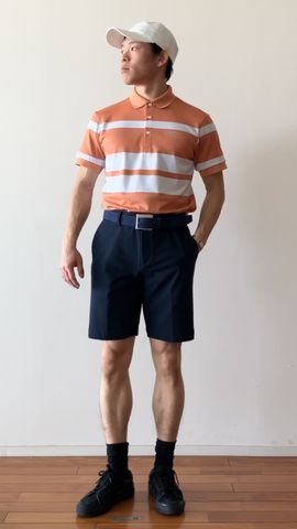 MEN'S PANEL STRIPE POLO（メンズパネルストライプポロ