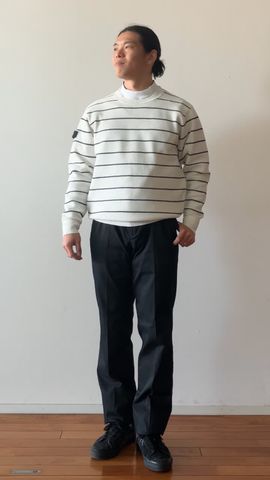 CE MEN'S WAFFLE NECK LOGO LS HIGHNECK（リラックスフィット）（CE