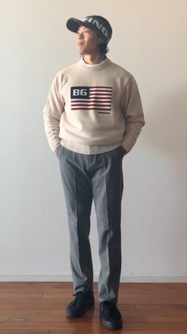 HOL MEN'S BG FLAG CREWNECK KNIT（ホリデーメンズ BGフラッグ クルー