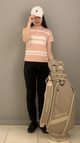 本日お値下中！ブリーフィングレディースハイブリッドクルーネックサイズS WOMEN'S PANEL STRIPE HIGHNECK（リラックスフィット）（ウイメンズ