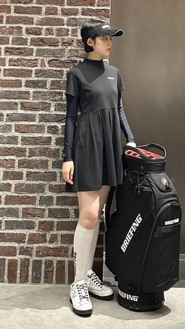 WOMEN'S NECK LOGO HIGHNECK PLEATED DRESS（ウイメンズネック