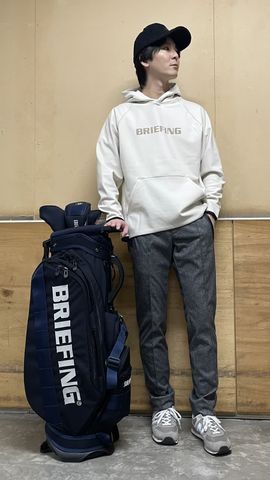 新品　BRIEFING MEN’S LOGO HOODIE チャコールL BRIEFING パーカー 「BRIEFING GOLF／ブリーフィングゴルフ」MS LOGO