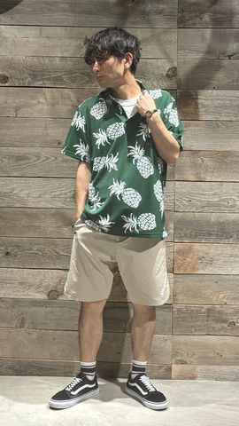 PAIKAJI MS HAPPY PINEAPPLE SKIPPER SHIRT（パイカジ メンズハッピ