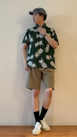 PAIKAJI MS HAPPY PINEAPPLE SKIPPER SHIRT（パイカジ メンズハッピ