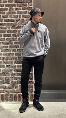 メンズウェア BRIEFING BACK LOGO LINE LS HALF ZIP BRIEFING MENS CL MS TRICOLOR LINE LS HALF ZIP SHIRT