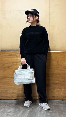 ブリーフィング　MERINO WOOL LOGO CREWNECK KNIT MEN'S BIRDS EYE LOGO CREWNECK KNIT（メンズ バーズアイ ロゴ