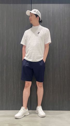ブリーフィングゴルフ シアサッカー ショートパンツ ネイビー（S) MEN'S SEERSUCKER SHORT PANTS（メンズ シアサッカー ショートパンツ