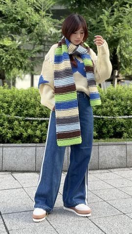 kotohayokozawa】MULTI BORDER KNIT MUFFLER｜CONVERSE TOKYO