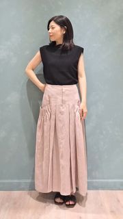 アイカ ica ハイウエスト ナチュラルカラー 膝丈 Aライン