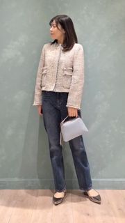 ノーカラーツイードジャケット《Lanificico Campore》｜INED