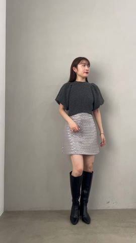 デザインスリーブクロップドニットプルオーバー(ニット