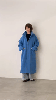 ウール混 杢ヘリンボーン スタンドカラーコート 2024新作 秋冬の商品