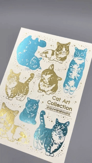 ROKKAKU×365Cat.Art】Cat Art Collection 箔押し ポストカード 「しず
