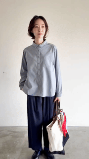 累計8300枚突破！製品染めコットンシャツ オックス素材 ギャザー 前